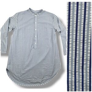 Tuckernuck Mini Cover Up Seersucker Shirt Dress Size M Striped Blue White
